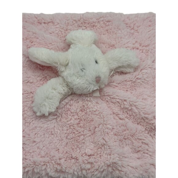 Blankets‎ and Beyond Pink Fluffy Lovey White Rabbit Baby Minky Security Blanket - Picture 2 of 6